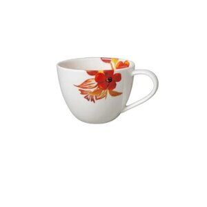 Starbucks 2008 White and Orange Floral Coffee Tea Cup Mug 12 oz